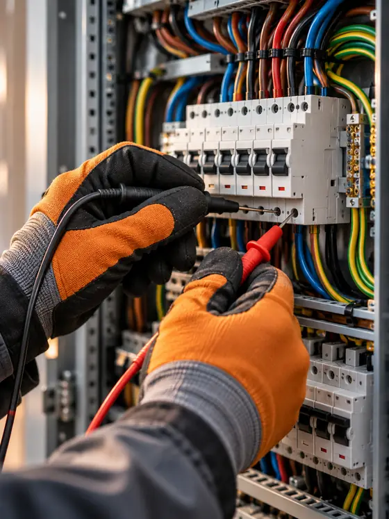 Teste de disjuntores no quadro
